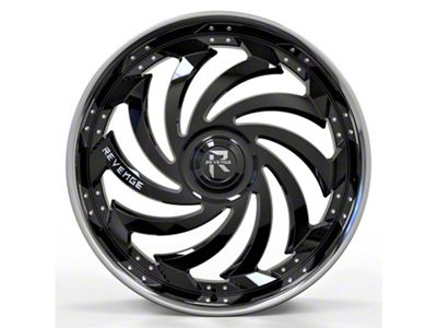Revenge Luxury Wheels RL-108 Big Floater Black Machined Chrome SSL 6-Lug Wheel; 28x9.5; 25mm Offset (99-06 Sierra 1500)