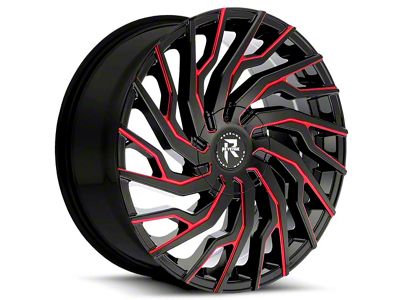 Revenge Luxury Wheels RL-101 Black Paint Red Milled 6-Lug Wheel; 24x9; 25mm Offset (19-25 Silverado 1500)