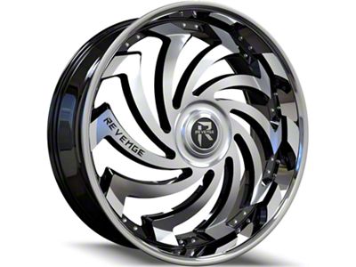 Revenge Luxury Wheels RL-108 Big Floater Black Machined Chrome SSL 6-Lug Wheel; 26x9.5; 25mm Offset (19-24 Silverado 1500)