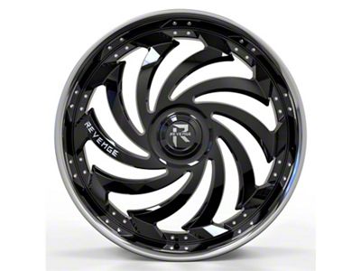 Revenge Luxury Wheels RL-108 Big Floater Black Machined Chrome SSL 6-Lug Wheel; 28x9.5; 25mm Offset (04-08 F-150)