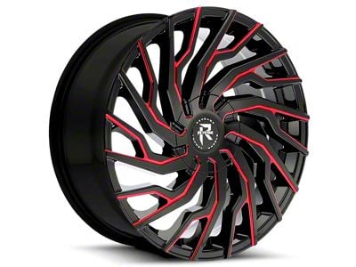 Revenge Luxury Wheels RL-101 Black Paint Red Milled 6-Lug Wheel; 24x9; 25mm Offset (07-14 Tahoe)