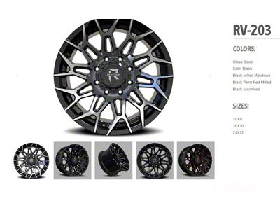 Revenge Off-Road Wheels RV-203 Black and Milled 6-Lug Wheel; 20x10; -19mm Offset (24-25 Ranger)