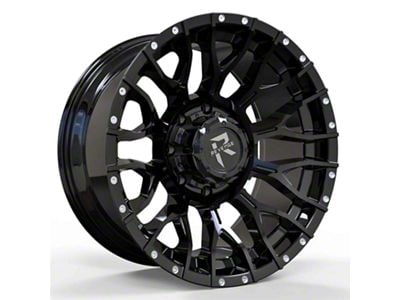 Revenge Off-Road Wheels RV-201 Gloss Black with Dots 8-Lug Wheel; 22x12; -44mm Offset (01-06 Sierra 2500 HD)