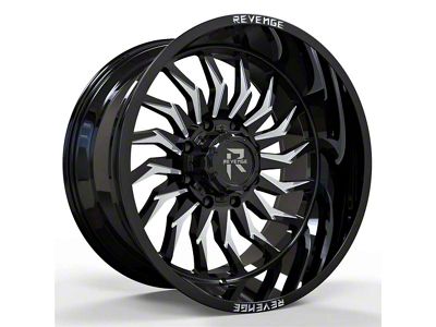 Revenge Off-Road Wheels RV-204 Black and Milled 5-Lug Wheel; 20x12; -44mm Offset (02-08 RAM 1500, Excluding Mega Cab)