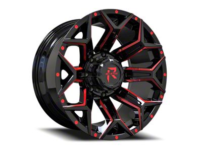 Revenge Off-Road Wheels RV-202 Black and Red Milled 8-Lug Wheel; 20x9; 0mm Offset (03-09 RAM 2500)