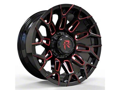 Revenge Off-Road Wheels RV-203 Black and Red Milled 8-Lug Wheel; 20x10; -19mm Offset (03-09 RAM 2500)