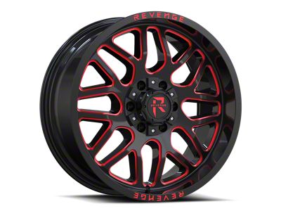 Revenge Off-Road Wheels RV-206 Black and Red Milled 8-Lug Wheel; 20x9; 12mm Offset (03-09 RAM 2500)