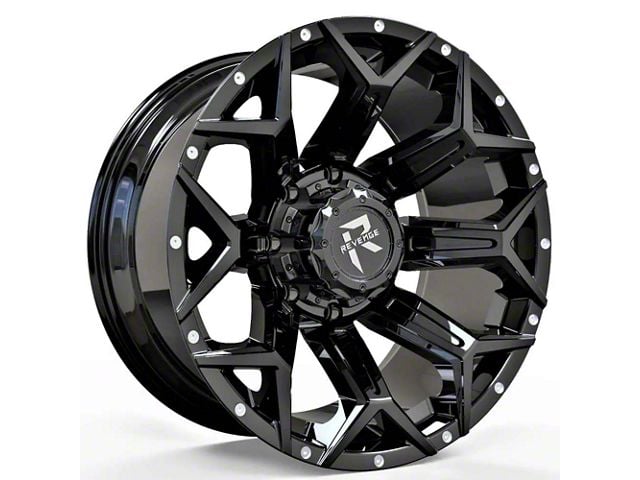 Revenge Off-Road Wheels RV-202 Gloss Black with Dots 8-Lug Wheel; 20x10; -19mm Offset (03-09 RAM 3500 SRW)