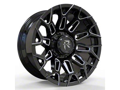 Revenge Off-Road Wheels RV-203 Black and Milled 8-Lug Wheel; 20x10; -19mm Offset (03-09 RAM 3500 SRW)