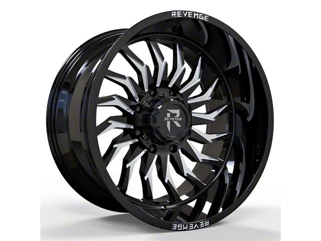 Revenge Off-Road Wheels RV-204 Black and Milled 8-Lug Wheel; 20x12; -44mm Offset (03-09 RAM 3500 SRW)