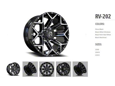 Revenge Off-Road Wheels RV-202 Black and Red Milled 6-Lug Wheel; 20x9; 0mm Offset (04-08 F-150)