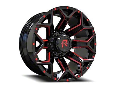 Revenge Off-Road Wheels RV-202 Black and Red Milled 8-Lug Wheel; 20x10; -19mm Offset (11-14 Sierra 2500 HD)