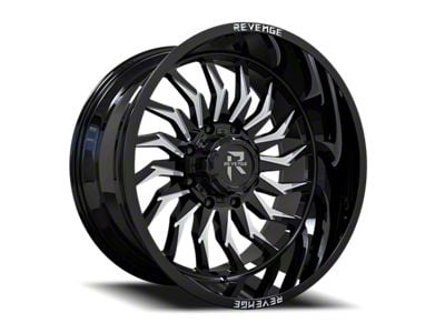 Revenge Off-Road Wheels RV-204 Black and Milled 8-Lug Wheel; 20x9; -12mm Offset (11-14 Sierra 3500 HD SRW)