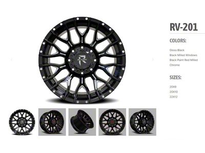 Revenge Off-Road Wheels RV-201 Black and Red Milled 6-Lug Wheel; 20x9; 0mm Offset (07-13 Silverado 1500)