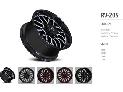 Revenge Off-Road Wheels RV-205 Gloss Black 6-Lug Wheel; 20x12; -44mm Offset (07-13 Silverado 1500)