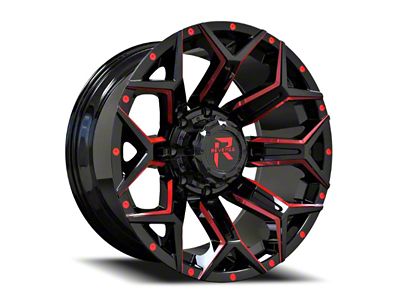 Revenge Off-Road Wheels RV-202 Black and Red Milled 8-Lug Wheel; 20x10; -19mm Offset (11-14 Silverado 2500 HD)