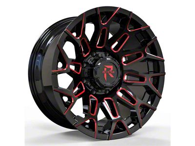 Revenge Off-Road Wheels RV-203 Black and Red Milled 8-Lug Wheel; 20x10; -19mm Offset (11-14 Silverado 3500 HD SRW)