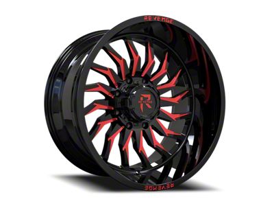 Revenge Off-Road Wheels RV-204 Black and Red Milled 8-Lug Wheel; 20x9; 0mm Offset (11-16 F-250 Super Duty)