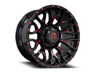 Revenge Off-Road Wheels RV-201 Black and Red Milled 8-Lug Wheel; 20x9; 0mm Offset (11-16 F-350 Super Duty SRW)