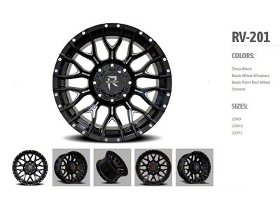 Revenge Off-Road Wheels RV-201 Gloss Black with Dots 6-Lug Wheel; 20x10; -19mm Offset (14-18 Silverado 1500)