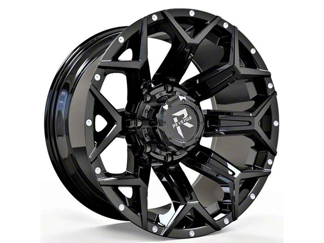 Revenge Off-Road Wheels RV-202 Gloss Black with Dots 6-Lug Wheel; 20x9; 0mm Offset (14-18 Silverado 1500)