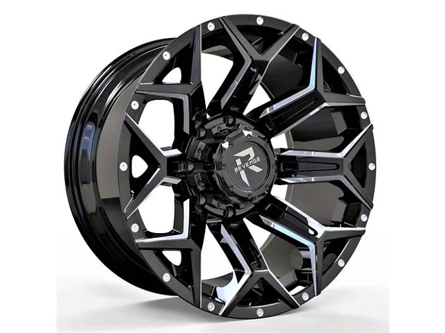 Revenge Off-Road Wheels RV-202 Black and Milled 8-Lug Wheel; 20x10; -19mm Offset (15-19 Sierra 2500 HD)