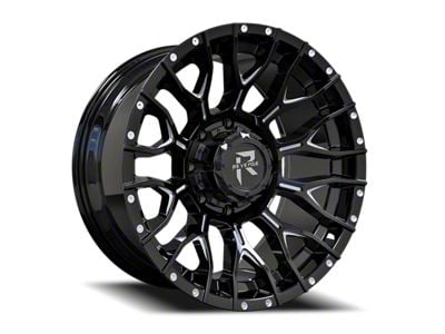 Revenge Off-Road Wheels RV-201 Black and Milled 8-Lug Wheel; 22x12; -44mm Offset (15-19 Silverado 3500 HD SRW)