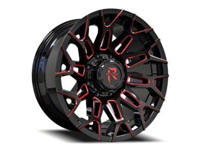 Revenge Off-Road Wheels RV-203 Black and Red Milled 8-Lug Wheel; 20x10; -19mm Offset (17-22 F-250 Super Duty)