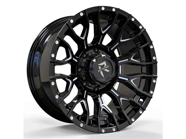 Revenge Off-Road Wheels RV-201 Black and Milled 8-Lug Wheel; 20x10; -19mm Offset (17-22 F-350 Super Duty SRW)