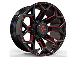 Revenge Off-Road Wheels RV-202 Black and Red Milled 8-Lug Wheel; 20x10; -19mm Offset (94-02 RAM 3500 SRW)