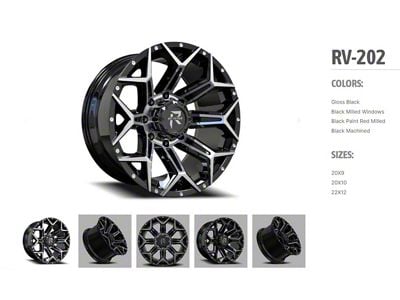 Revenge Off-Road Wheels RV-202 Gloss Black with Dots 6-Lug Wheel; 20x10; -19mm Offset (23-25 Canyon)