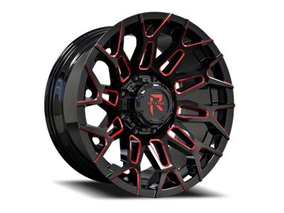 Revenge Off-Road Wheels RV-203 Black and Red Milled 8-Lug Wheel; 20x10; -19mm Offset (23-24 F-250 Super Duty)