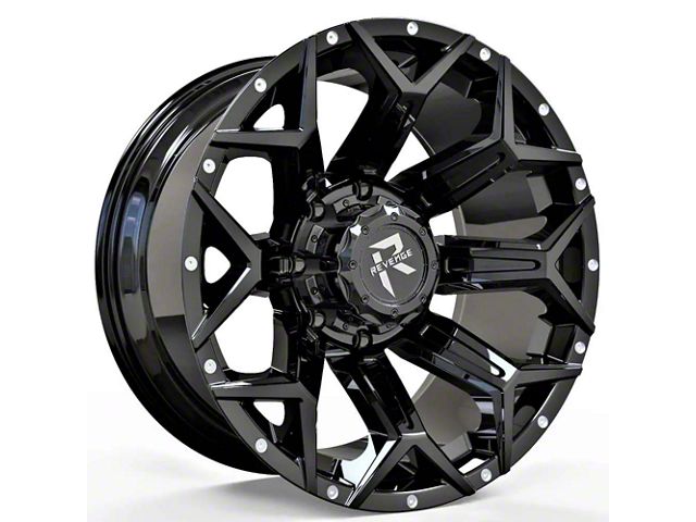 Revenge Off-Road Wheels RV-202 Gloss Black with Dots 8-Lug Wheel; 20x10; -19mm Offset (23-24 F-350 Super Duty SRW)