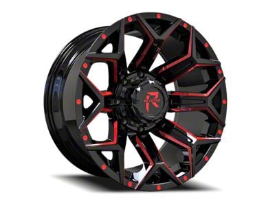 Revenge Off-Road Wheels RV-202 Black and Red Milled 8-Lug Wheel; 20x9; 0mm Offset (06-08 RAM 1500 Mega Cab)