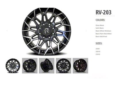 Revenge Off-Road Wheels RV-203 Black Machine 6-Lug Wheel; 20x10; -19mm Offset (19-25 RAM 1500)