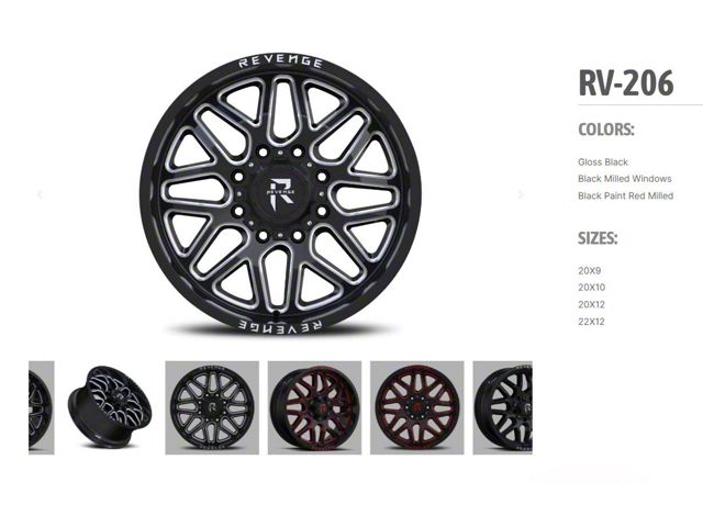 Revenge Off-Road Wheels RV-206 Gloss Black 6-Lug Wheel; 22x12; -44mm Offset (19-24 RAM 1500)