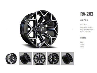 Revenge Off-Road Wheels RV-202 Black and Milled 6-Lug Wheel; 20x10; -19mm Offset (19-24 Silverado 1500)