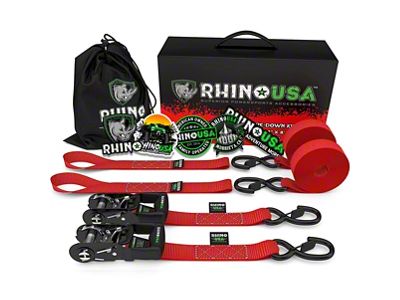 Rhino USA Heavy Duty Ratchet Tie-Down Kit; 2-Pack; Red