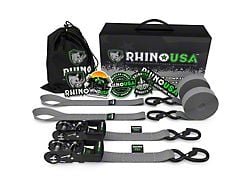 Rhino USA Heavy Duty Ratchet Tie-Down Kit; 2-Pack; Gray