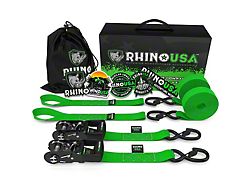 Rhino USA Heavy Duty Ratchet Tie-Down Kit; 2-Pack; Green