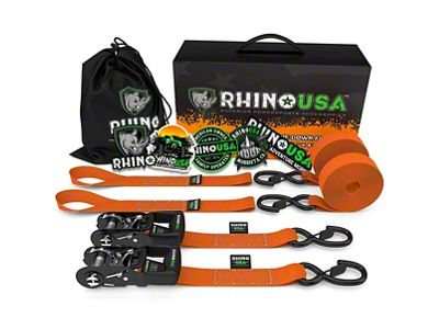 Rhino USA Heavy Duty Ratchet Tie-Down Kit; 2-Pack; Orange