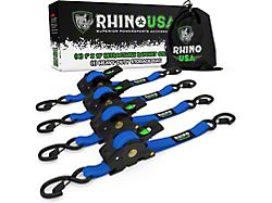 Rhino USA 1-Inch x 10-Foot Retractable Ratchet Straps; 4-Pack; Blue