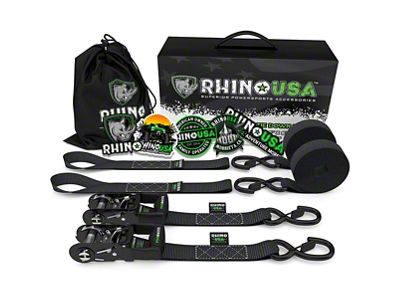 Rhino USA Heavy Duty Ratchet Tie-Down Kit; 2-Pack; Black