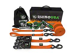 Rhino USA Heavy Duty Ratchet Tie-Down Kit; 2-Pack; Orange