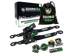 Rhino USA 2-Inch x 10-Foot Retractable Ratchet Straps; 2-Pack; Black