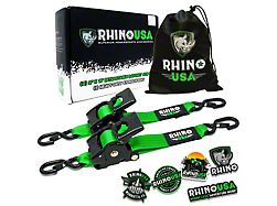 Rhino USA 2-Inch x 10-Foot Retractable Ratchet Straps; 2-Pack; Green