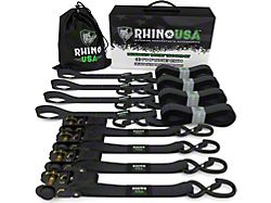 Rhino USA Medium Duty Ratchet Strap Tie-Down Kit; 4-Pack; Black