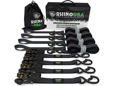 Rhino USA Medium Duty Ratchet Strap Tie-Down Kit; 4-Pack; Black