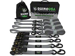 Rhino USA Medium Duty Ratchet Strap Tie-Down Kit; 4-Pack; Gray