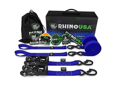 Rhino USA Heavy Duty Ratchet Tie-Down Kit; 2-Pack; Blue